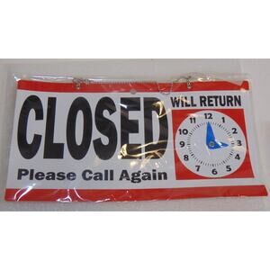 2 Sided Open & Closed Hanging Chain Store Door Window Sign Adjustable Time Clock